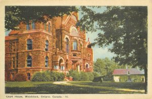 WOODSTOCK, Ontario Canada   COURT HOUSE  Cannon On Grounds  Postcard