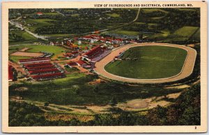 VINTAGE POSTCARD AERIAL VIEW OF THE FAIRGROUNDS AND RACETRACK AT CUMBERLAND MD