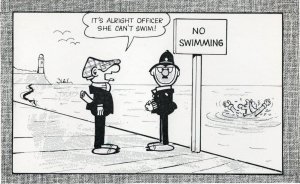 Andy Capp Flo Drowning Policeman Disaster Comic Postcard