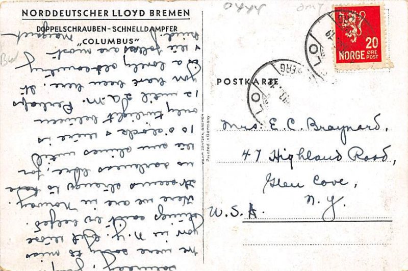 Columbus Norddeutscher Lloyd Ship 