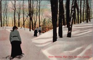 Snow Shoeing High Park Toronto Ontario ON c1909 Antique Postcard D42