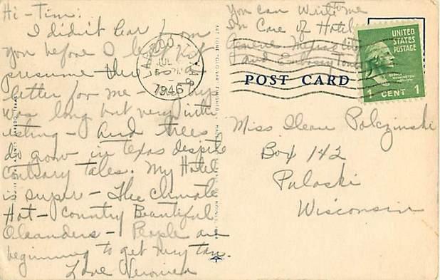 Linen Card of Post Office & Hamilton Hotel Laredo Texas TX