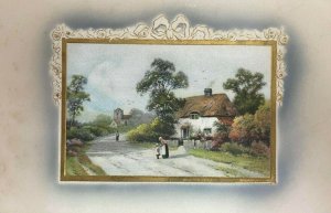 On the village street Meissner & Buch artist postcard Germany