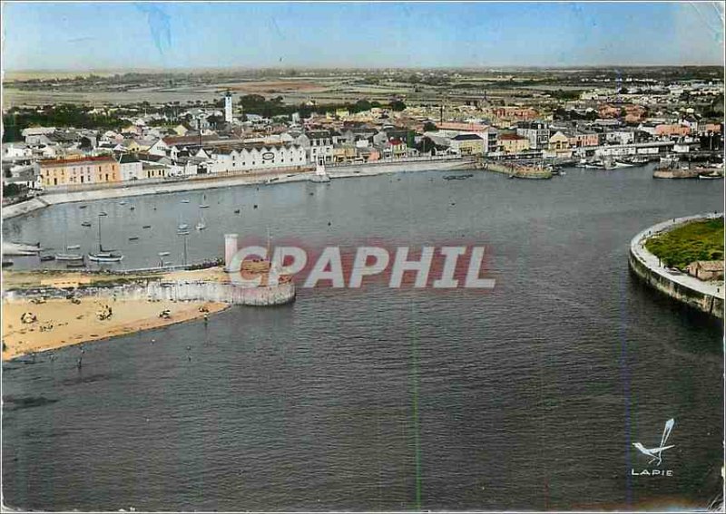 Postcard Modern Plane above Croix de Vie (Vendee) The Port