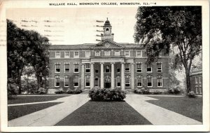 Vtg Wallace Hall Monmouth College Monmouth Illinois IL Unused Postcard