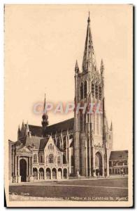 Old Postcard Ypres The theater and the cathedral St Martin