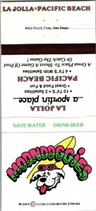 Vintage Matchbook La Jolla California Pacific Beach Moondoggies Surfing MB43