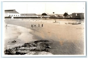 c1930's Los Pescadores Beach Quintero Uruguay Unposted RPPC Photo Postcard