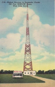 West Palm Beach FL Radio Tower, WJNO FM, 1948 Teich Linen Florida