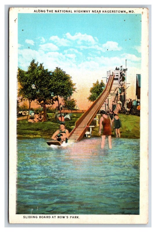 Slide Board Row's Park Hagerstown Maryland MD UNP WB Postcard O20