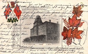 Vintage Postcard 1905 CPR Station Building Historic Landmark Quebec Canada
