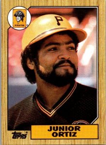 1987 Topps Baseball Card Junior Ortiz Pittsburgh Pirates sk3446