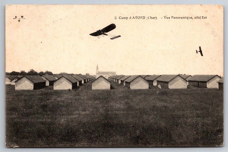 Camp Avord Early Airplanes French Military Base Barracks WWI C1910 Postcard L24