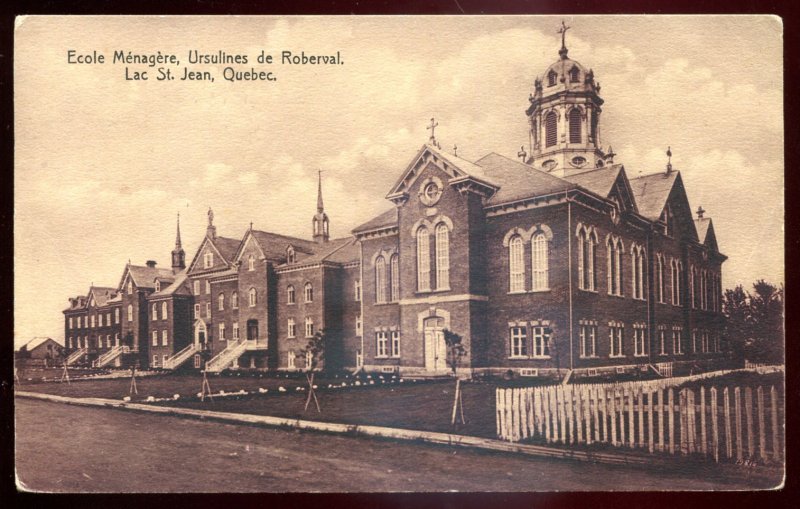 dc1787 - ROBERVAL Quebec Postcard 1910s Ursulines. Ecole Menagere