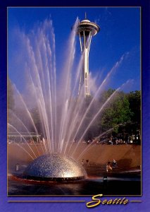 WA - Seattle. Space Needle, International Fountain