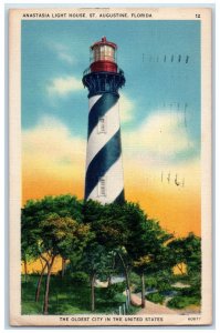 St. Augustine Florida Postcard Anastasia Light House The Oldest City 1937 Posted