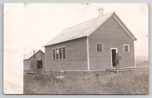 RPPC Occupational Carpenter On Porch New Construction House School Postcard J36