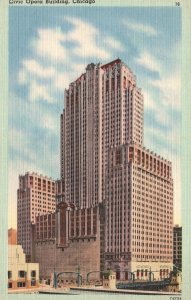 Vintage Postcard Civic Opera Second Largest Bldg. Walker Drive Chicago Illinois