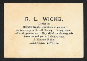 VICTORIAN TRADE CARD RL Wicke Harnesses Trunks & Valises