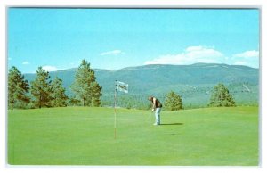 TIMBERON, New Mexico NM ~ 9th Green GOLF COURSE Golfer 1975 Otero Co. Postcard