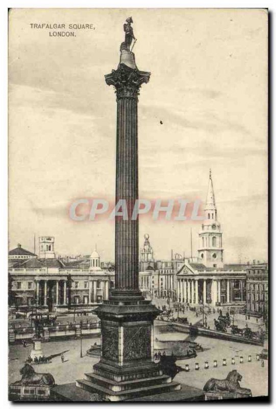 Old Postcard London Trafalgar Square