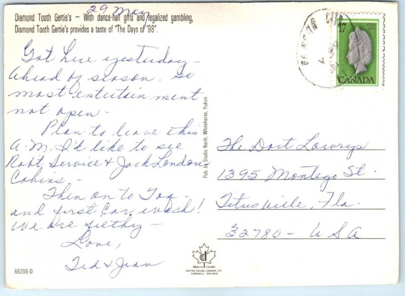 Postcard - Diamond Tooth Gertie's - Dawson City, Canada