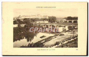 Old Postcard Carcassonne Cite De La Cite And Bridges