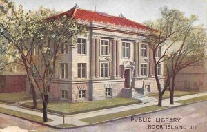 Library Rock Island Illinois 1910c postcard