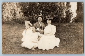 1908 Family Children Scene Field Boise Idaho ID RPPC Photo Antique Postcard