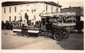 Real Photo Postcard 4th of July Washer Machine Truck Pulled Parade Float~112286