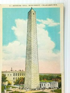 Boston MA-Massachusetts, Bunker Hill Monument Charlestown, Vintage Postcard