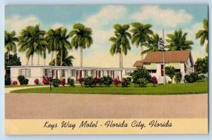 Florida City Florida FL Postcard Key West Motel Exterior Building c1940 Vintage