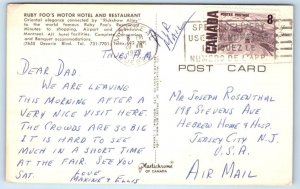 MONTREAL, Quebec Canada ~ Motel RUBY FOO'S CHINESE RESTAURANT Roadside Postcard