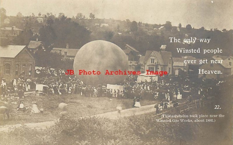 CT, Winsted, Connecticut, RPPC, Hot Air Balloon, Deming Photo