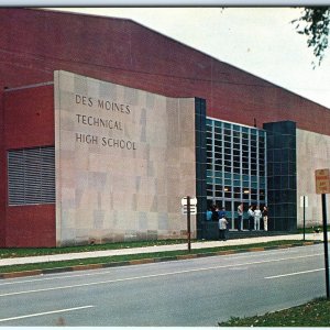 c1960s Des Moines IA Technical High School Midcentury Modern Bldg Chrome PC A305