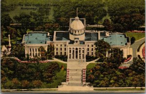 Vtg Montgomery Alabama AL State Capitol Aerial View 1950s Linen Postcard