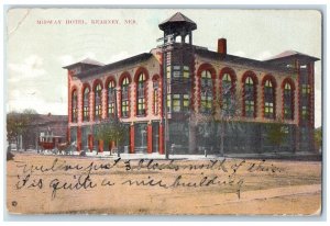 1908 Midway Hotel Building Street View Kearney Nebraska NE Antique Postcard