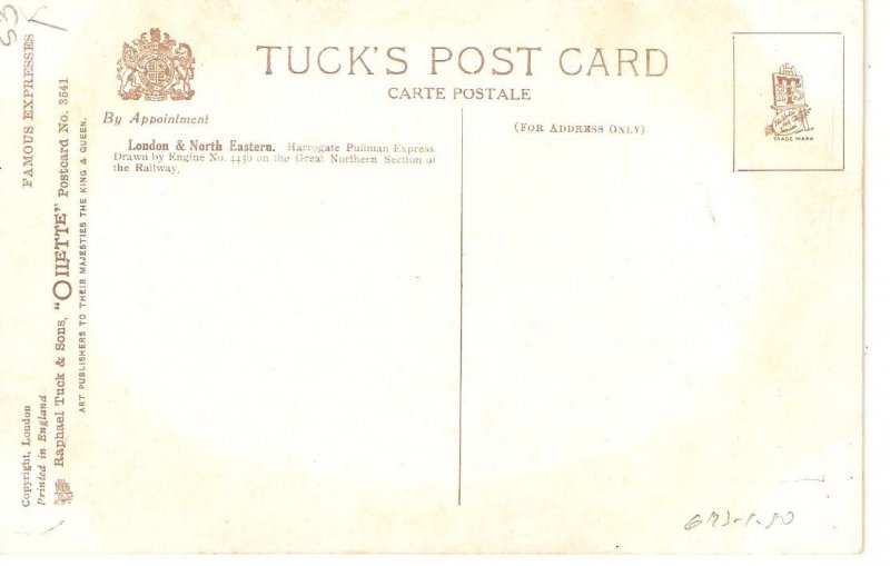 L.N.E.R. Harrogate Pullman Express Tuck Oilette Famous Expresses Ser. PC #