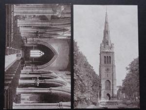 Northampton: Kettering Parish Chuch, 2 Old Postcards by Photochrom Sepia Series