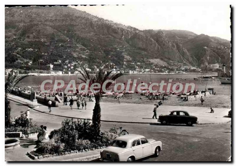 Old Postcard Menton Garavan M Beach At bottom and the Border