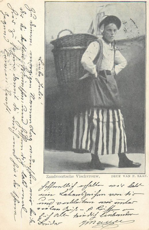 Zandvoort fish seller woman folk type Netherlands 1902 postcard 