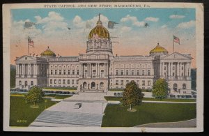 Vintage Postcard 1930 State Capitol and New Steps, Harrisburg, Pennsylvania