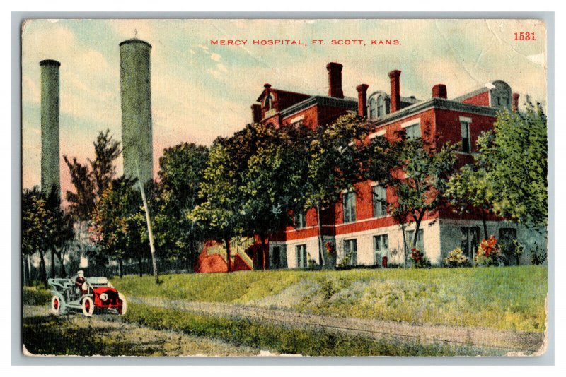 1910 Postcard Mercy Hospital Ft. Scott Kansas Vintage Standard View Card 