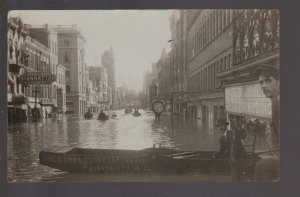 Parkersburg WEST VIRIGINIA RPPC 1913 FLOOD Flooding MAIN ST. BOATS Market St.