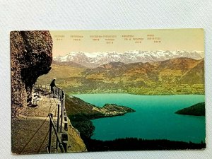 Vintage Postcard Engleberger Rotstock Rigi-First Faisenweg mit Blick auf Vierwal