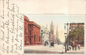 FIFTH AVENUE NEW YORK STREET VIEW SHREDDED CODFISH ADVERTISING POSTCARD 1907