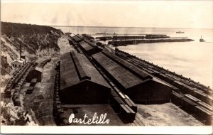 Real Photo Postcard Railroad Yards Shipping Port Pier Buildings in Cuba