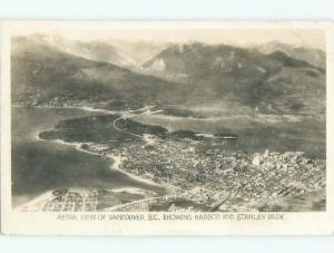 1940's rppc AERIAL VIEW Vancouver British Columbia BC W0945