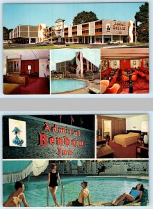 2 Postcards JACKSON, Mississippi MS ~ Roadside Motel ADMIRAL BENBOW INN c1960s