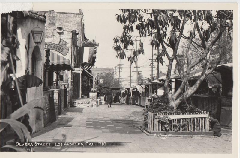 California Ca RPPC Postcard 1950s LOS ANGELES Olivera Street THEATRE